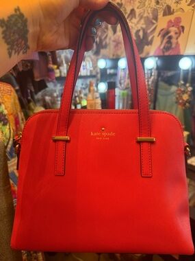 kate spade Red Leather Dome Satchel Handbag